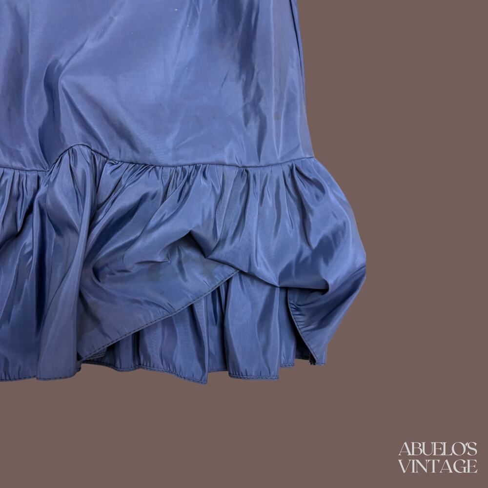 Opera Satin Ruffle Hem Skirt | Blue | Size M | Vintage - Picture 2 of 3
